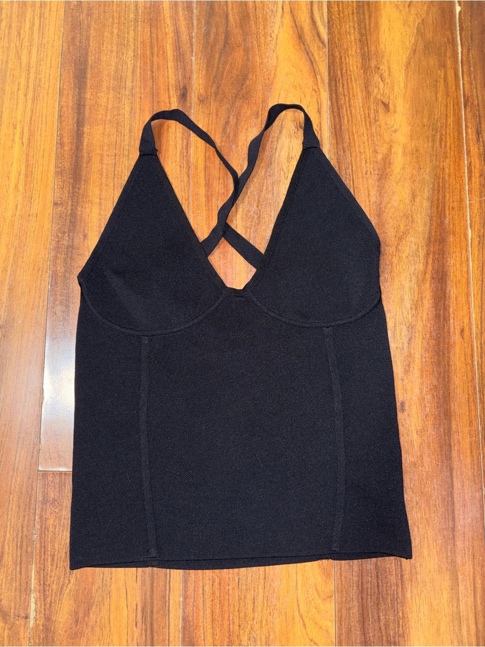 Zara Knit Black Crisscross Bralette Tank